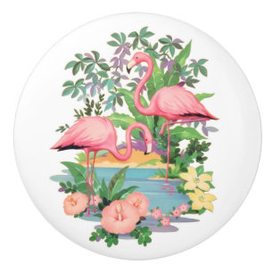 Roze flamingos keramische wasmachine of kast knop