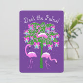 Roze Flamingo's Kerstboom Gepersonaliseerd Kaart (Staand voorkant)