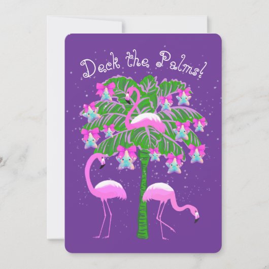 Roze Flamingo's Kerstboom Gepersonaliseerd Kaart (Voorkant)