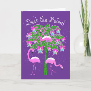 Roze Flamingo's Kerstboom Gepersonaliseerd Kaart