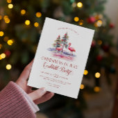 Roze flamingo's Kerstmis in juli Cocktail Party Kaart