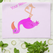 Roze Flamingo's Keukenhanddoek Aangepaste Tekst Na (Gevouwen)