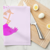 Roze Flamingo's Keukenhanddoek Aangepaste Tekst Na (Quarter Fold)