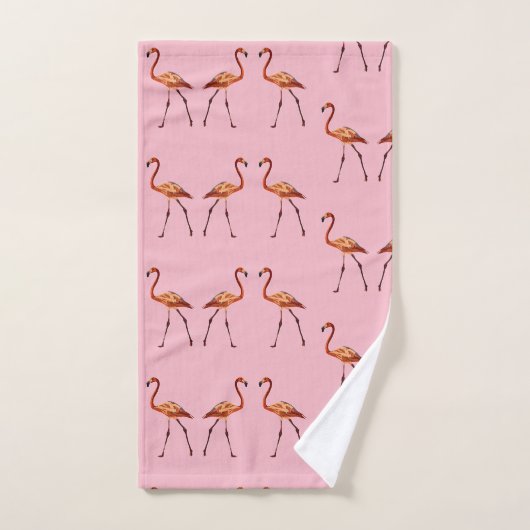 Roze flamingos Kunst op de set handdoeken (Handdoek)