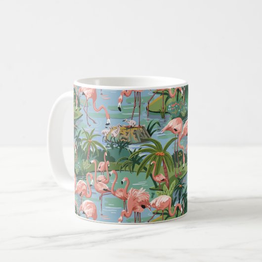 Roze Flamingos Lagoon Koffiemok (Voorkant links)
