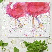 Roze Flamingo's Laten we Flamingle in de Keuken Theedoek (Gevouwen)