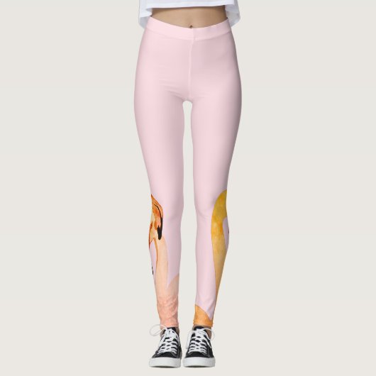 Roze Flamingo's Liefde Aangepaste Leggings (Voorkant)
