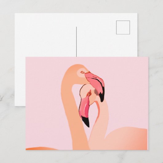 Roze Flamingo's Liefde Briefkaart (Voorkant / Achterkant)