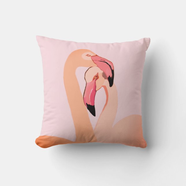 Roze Flamingo's Liefde Gooi Kussen, Flamingo Kussen (Voorkant)