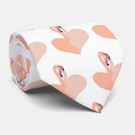 Roze Flamingo's Liefde Zwart Stropdas, Hart Stropdas (Opgerold)