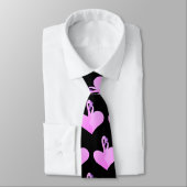 Roze Flamingo's Liefde Zwart Stropdas, Hart Stropdas (Gebonden)