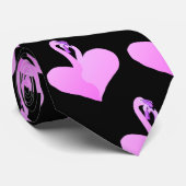 Roze Flamingo's Liefde Zwart Stropdas, Hart Stropdas (Opgerold)