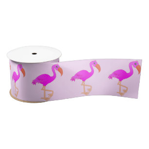 Roze flamingos-lint - Uw kleuren Satijnen Lint