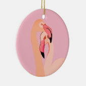 Roze Flamingo's Love Circle Ornament, Flamingo Keramisch Ornament (Rechts)