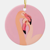 Roze Flamingo's Love Circle Ornament, Flamingo Keramisch Ornament (Voorkant)