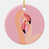 Roze Flamingo's Love Circle Ornament, Flamingo Keramisch Ornament (Achterkant)