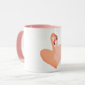 Roze Flamingo's Love Circle Ornament, Flamingo Mok (Voorkant links)