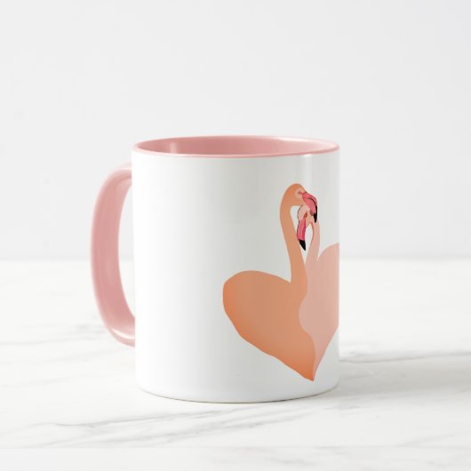 Roze Flamingo's Love Circle Ornament, Flamingo Mok (Voorkant links)