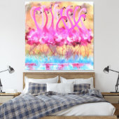 Roze Flamingo's Love Dance Canvas Print - Schilder (Insitu (Slaapkamer))