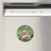ROZE FLAMINGOS magneet (rond) (Insitu (Vaatwasser))