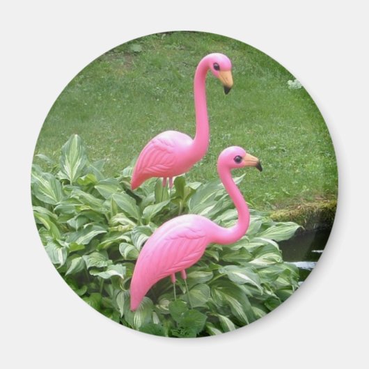 ROZE FLAMINGOS magneet (rond) (Voorkant)
