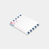 Roze Flamingo's,Marineblauwe Strepen Post-it® Notes (Schuin)