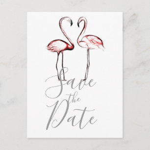 Roze Flamingo's Marmer Save the Date Aankondigingskaart