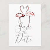 Roze Flamingo's Marmer Save the Date Aankondigingskaart (Voorkant)