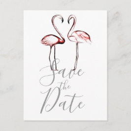 Roze Flamingo's Marmer Save the Date Aankondigingskaart