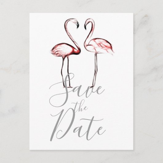 Roze Flamingo's Marmer Save the Date Aankondigingskaart (Voorkant)