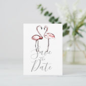Roze Flamingo's Marmer Save the Date Aankondigingskaart (Staand voorkant)