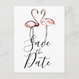 Roze Flamingo's Marmer Save the Date Aankondigingskaart