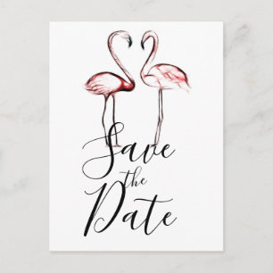 Roze Flamingo's Marmer Save the Date Aankondigingskaart