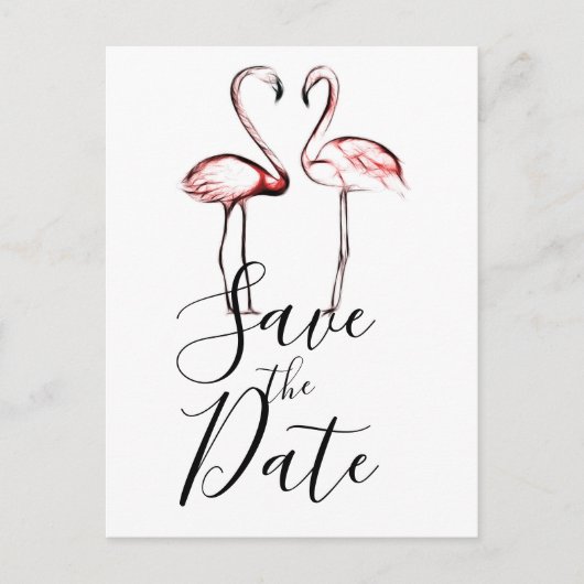Roze Flamingo's Marmer Save the Date Aankondigingskaart (Voorkant)