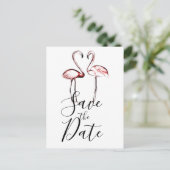 Roze Flamingo's Marmer Save the Date Aankondigingskaart (Staand voorkant)