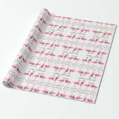 Roze flamingos Merry Kerstmis Pattern Cadeaupapier (Uitgerold)