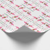 Roze flamingos Merry Kerstmis Pattern Cadeaupapier (Hoek)