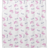 Roze flamingo's met een Paarse florida Douchegordijn (Voorkant)