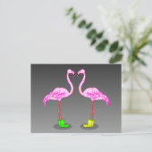Roze flamingo's met gumboots briefkaart (Staand voorkant)