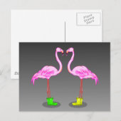 Roze flamingo's met gumboots briefkaart (Voorkant / Achterkant)