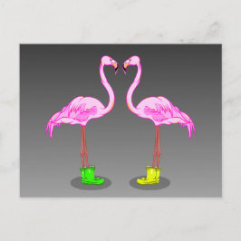 Roze flamingo's met gumboots briefkaart
