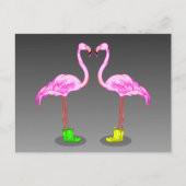 Roze flamingo's met gumboots briefkaart (Voorkant)