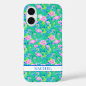 Roze Flamingo's met Monogram Case-Mate iPhone Case (Achterkant)