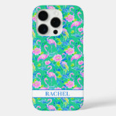 Roze Flamingo's met Monogram Case-Mate iPhone Case (Achterkant)