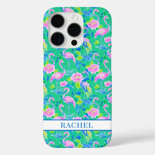Roze Flamingo's met Monogram Case-Mate iPhone Case (Achterkant)