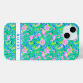 Roze Flamingo's met Monogram Case-Mate iPhone Case (Achterkant (horizontaal))