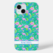 Roze Flamingo's met Monogram Case-Mate iPhone Case (Achterkant)
