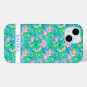 Roze Flamingo's met Monogram Case-Mate iPhone Case (Achterkant (horizontaal))