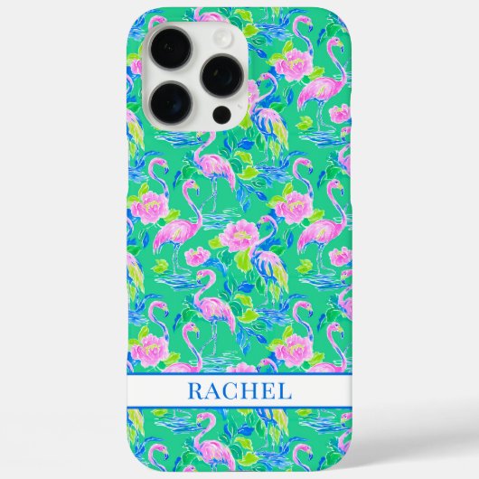 Roze Flamingo's met Monogram Case-Mate iPhone Case (Achterkant)