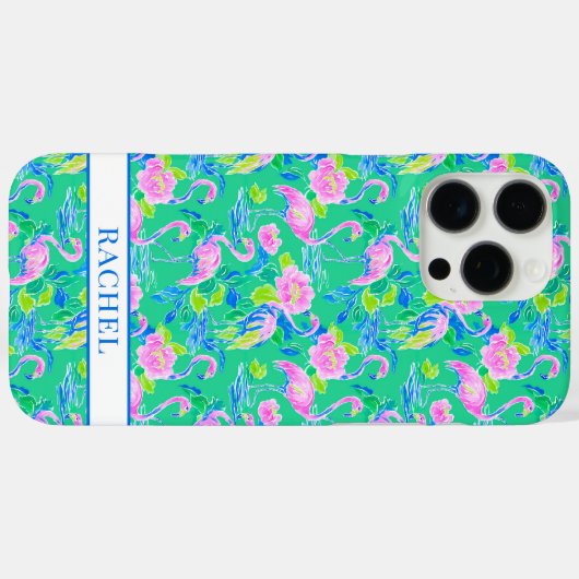 Roze Flamingo's met Monogram Case-Mate iPhone Case (Achterkant (horizontaal))
